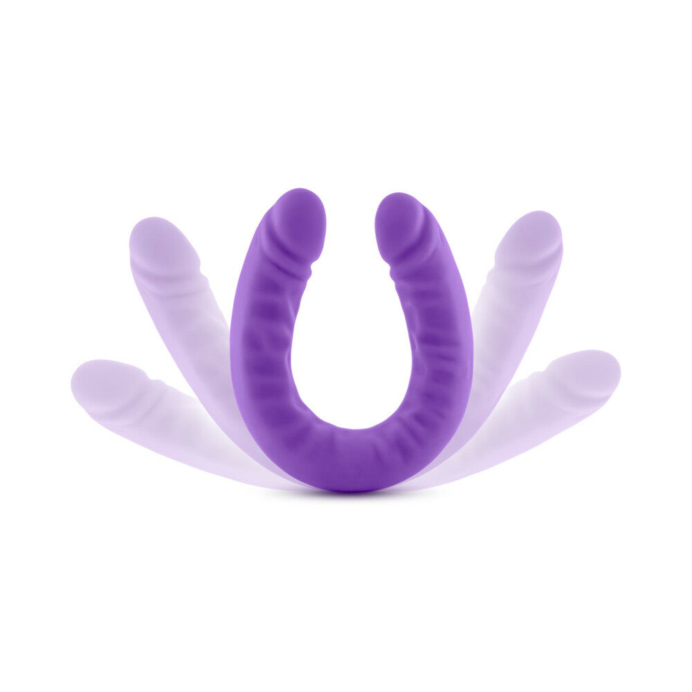 BLUSH - RUSE REALISTIC 18 IN. SILICONE SLIM DOUBLE DONG DUAL ENDED DILDO PURPLE