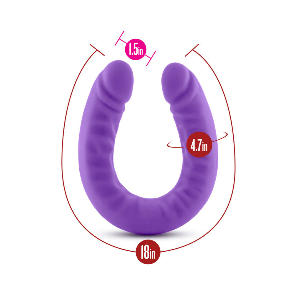 RUSE REALISTIC 18 IN. SILICONE SLIM DOUBLE DONG DUAL ENDED DILDO PURPLE