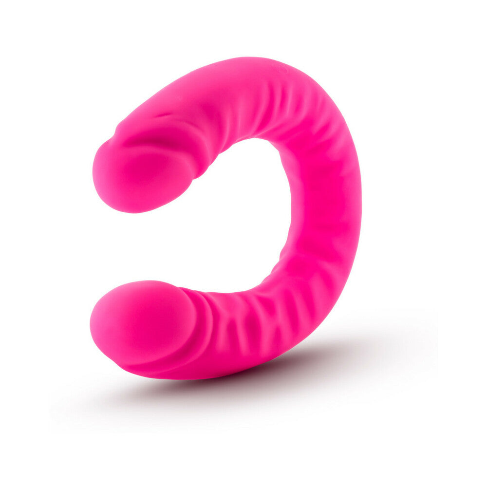 BLUSH - RUSE REALISTIC 18 IN. SILICONE SLIM DOUBLE DONG DUAL ENDED DILDO HOT PINK