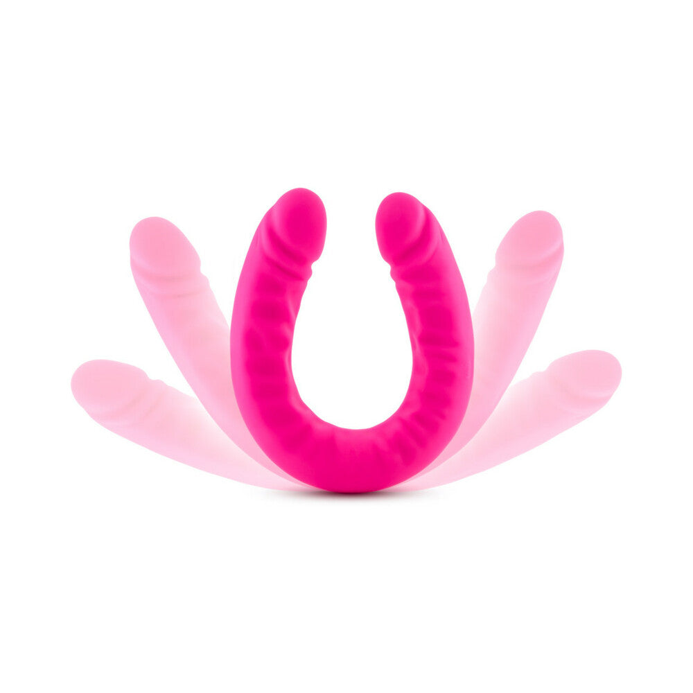 BLUSH - RUSE REALISTIC 18 IN. SILICONE SLIM DOUBLE DONG DUAL ENDED DILDO HOT PINK