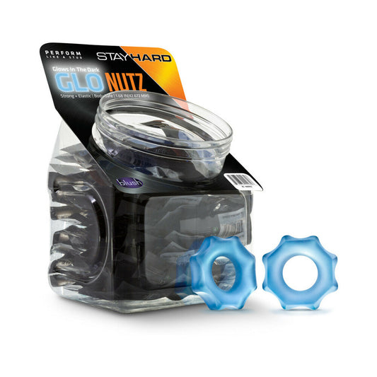 BLUSH - STAY HARD GLO NUTZ COCKRING 40-PIECE DISPLAY FISHBOWL BLUE