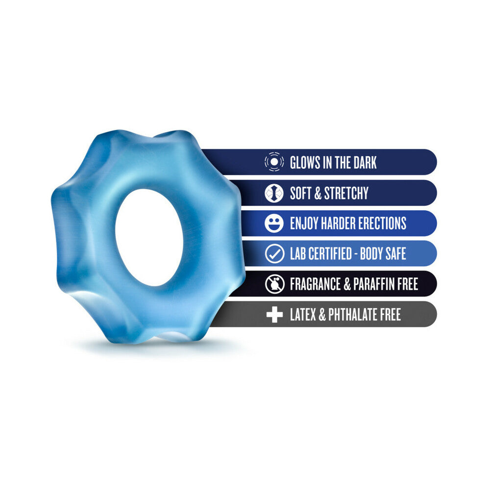 BLUSH - STAY HARD GLO NUTZ COCKRING 40-PIECE DISPLAY FISHBOWL BLUE