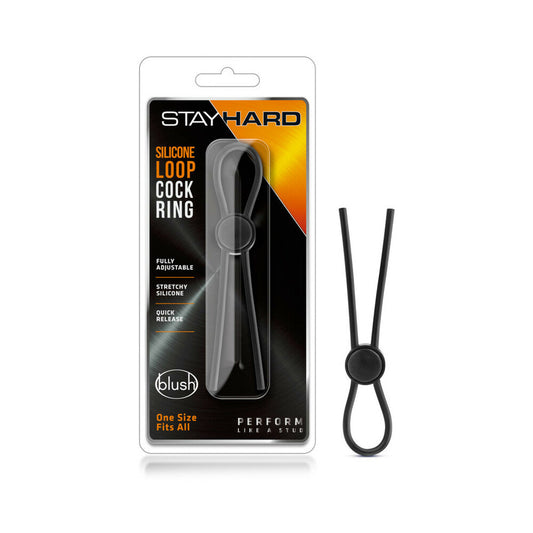 STAY HARD SILICONE LOOP LASSO/BOLO COCKRING BLACK