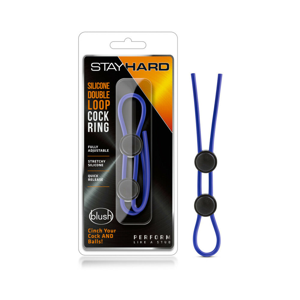 STAY HARD SILICONE DOUBLE LOOP LASSO/BOLO COCKRING BLUE
