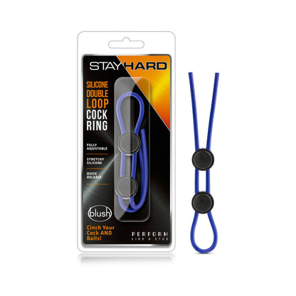 STAY HARD SILICONE DOUBLE LOOP LASSO/BOLO COCKRING BLUE