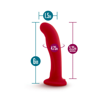 BLUSH - TEMPTASIA JEZEBEL 6 IN. CURVED SILICONE DILDO WITH HEART-SHAPED SUCTION CUP CRIMSON