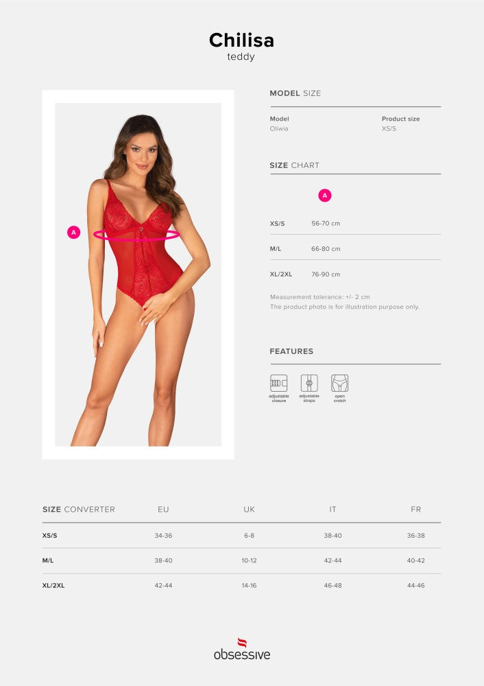 OBSESSIVE - CHILISA CROTCHLESS TEDDY   XS/S