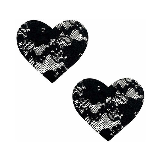 NEVA NUDE - PASTY HEART LACE BLACK