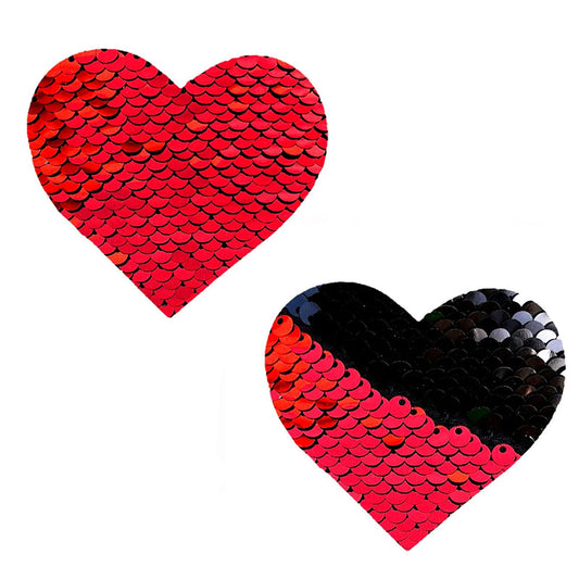 NEVA NUDE PASTY HEART SEQUINS RED TO BLACK
