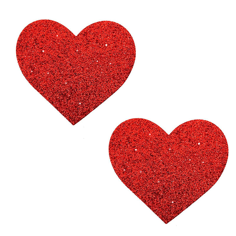 NEVA NUDE - PASTY HEARTS GLITTER RED