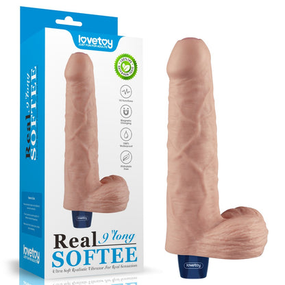 LOVETOY - 9" REAL SOFTEE RECHARGEABLE VIBRATING DILDO (FLESH)