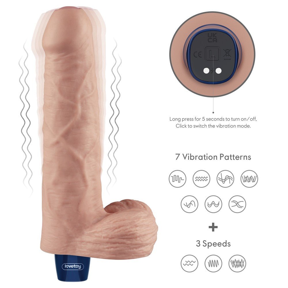 LOVETOY - 9" REAL SOFTEE RECHARGEABLE VIBRATING DILDO (FLESH)