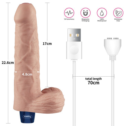LOVETOY - 9" REAL SOFTEE RECHARGEABLE VIBRATING DILDO (FLESH)