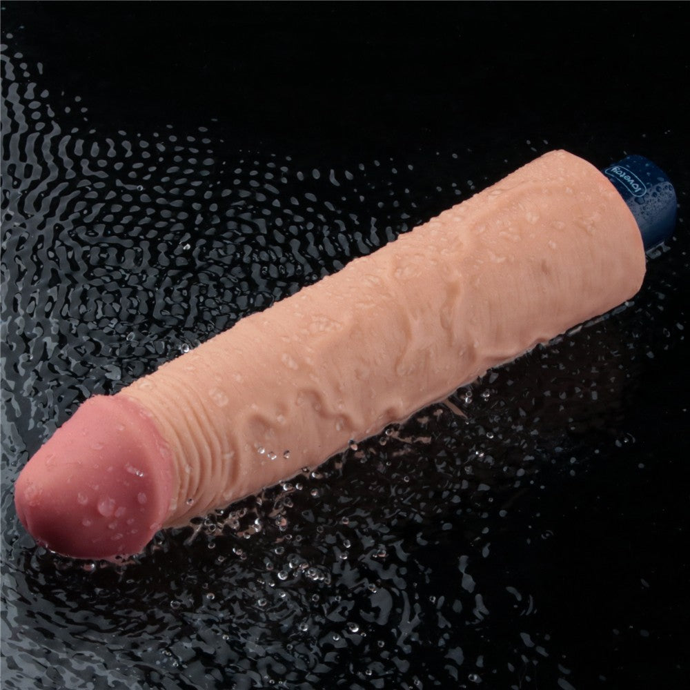 LOVETOY - 9.5" REAL SOFTEE RECHARGEABLE VIBRATING DILDO(FLESH)