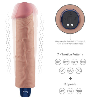 LOVETOY - 9.5" REAL SOFTEE RECHARGEABLE VIBRATING DILDO(FLESH)