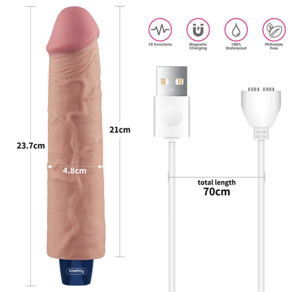 LOVETOY - 9.5" REAL SOFTEE RECHARGEABLE VIBRATING DILDO(FLESH)