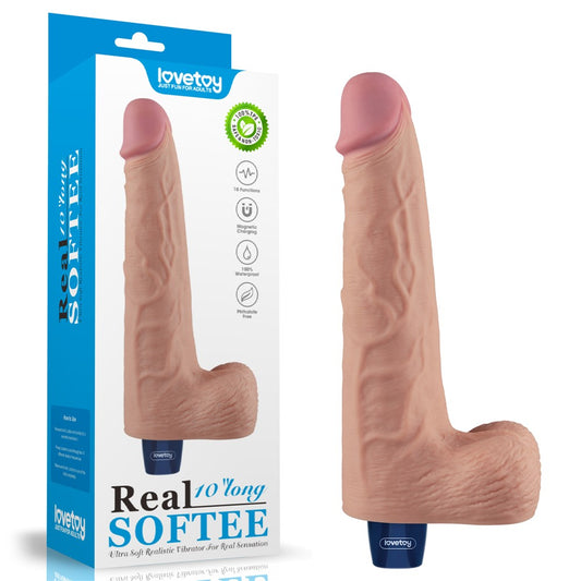 LOVETOY - 10" REAL SOFTEE RECHARGEABLE VIBRATING DILDO(FLESH)_B15O50_4