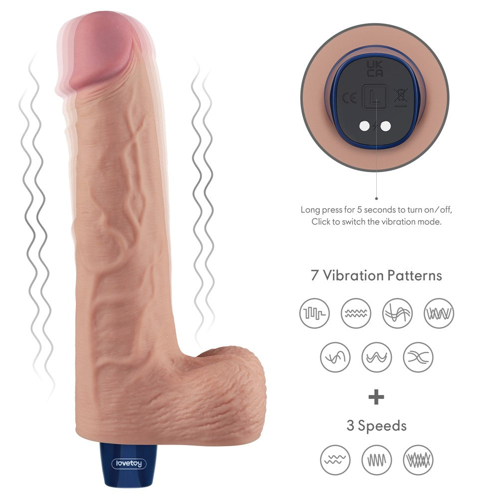 LOVETOY - 10" REAL SOFTEE RECHARGEABLE VIBRATING DILDO(FLESH)_B15O50_4