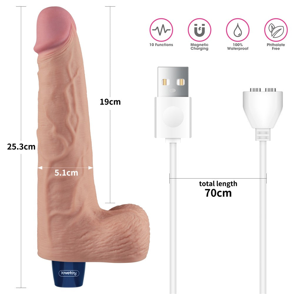 LOVETOY - 10" REAL SOFTEE RECHARGEABLE VIBRATING DILDO(FLESH)_B15O50_4