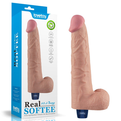 LOVETOY - 10.5" REAL SOFTEE RECHARGEABLE VIBRATING DILDO(FLESH)_B15O50_4