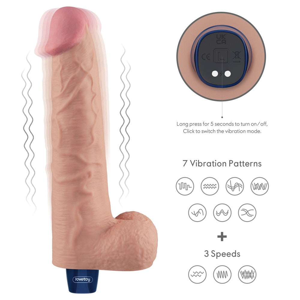 LOVETOY - 10.5" REAL SOFTEE RECHARGEABLE VIBRATING DILDO(FLESH)_B15O50_4