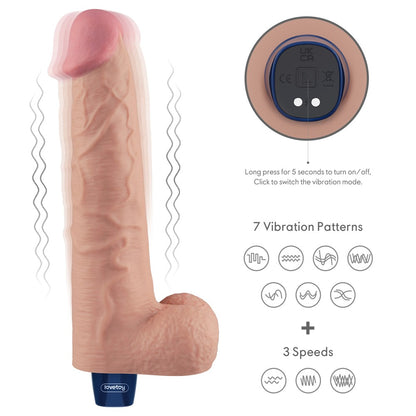 LOVETOY - 10.5" REAL SOFTEE RECHARGEABLE VIBRATING DILDO(FLESH)_B15O50_4