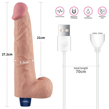 LOVETOY - 10.5" REAL SOFTEE RECHARGEABLE VIBRATING DILDO(FLESH)_B15O50_4