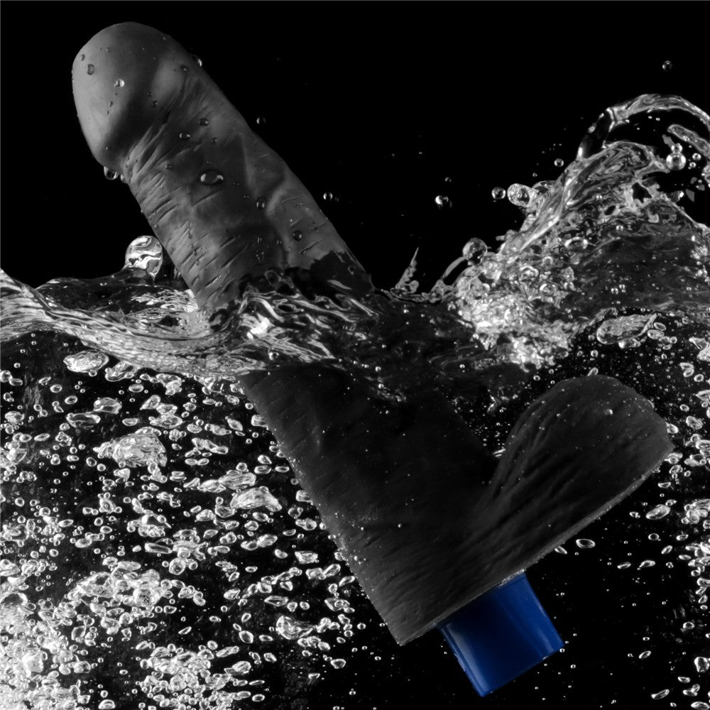 LOVETOY - 9" REAL SOFTEE RECHARGEABLE VIBRATING DILDO(BLACK)_B15O50_4