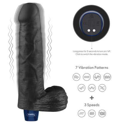 LOVETOY - 9" REAL SOFTEE RECHARGEABLE VIBRATING DILDO(BLACK)_B15O50_4