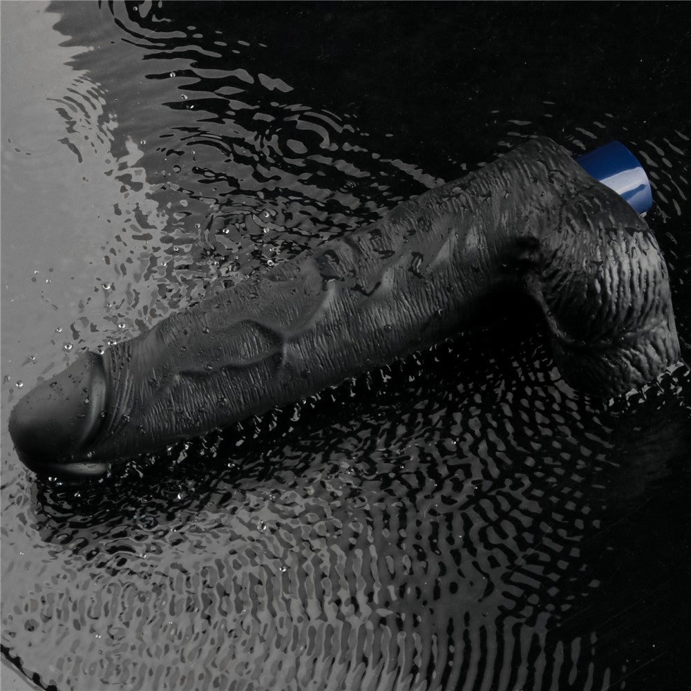 LOVETOY - 10" REAL SOFTEE RECHARGEABLE VIBRATING DILDO(BLACK)_B15O50_4