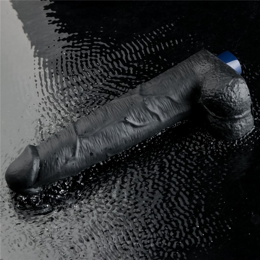 LOVETOY - 10.5" REAL SOFTEE RECHARGEABLE VIBRATING DILDO(BLACK)_B15O50_4