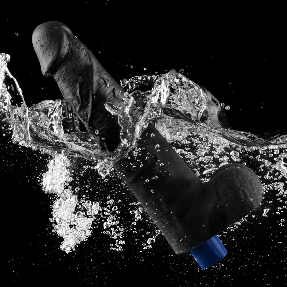 LOVETOY - 10.5" REAL SOFTEE RECHARGEABLE VIBRATING DILDO(BLACK)_B15O50_4