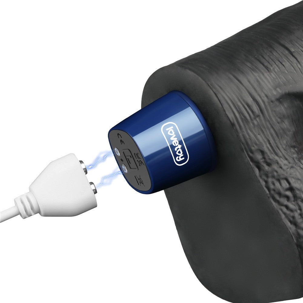 LOVETOY - 10.5" REAL SOFTEE RECHARGEABLE VIBRATING DILDO(BLACK)_B15O50_4