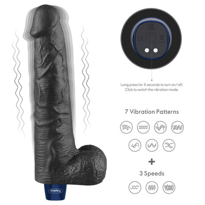 LOVETOY - 10.5" REAL SOFTEE RECHARGEABLE VIBRATING DILDO(BLACK)_B15O50_4