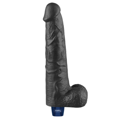 LOVETOY - 10.5" REAL SOFTEE RECHARGEABLE VIBRATING DILDO(BLACK)_B15O50_4