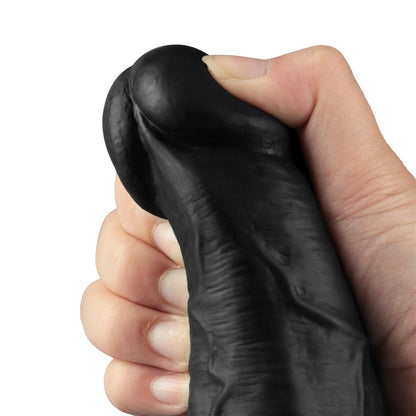 LOVETOY - 10.5" REAL SOFTEE RECHARGEABLE VIBRATING DILDO(BLACK)_B15O50_4