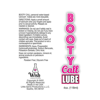 LITTLE GENIE - BOOTY CALL LUBE DUO 4 OZ. LUBE & 10ML CHERRY NUMBING GEL