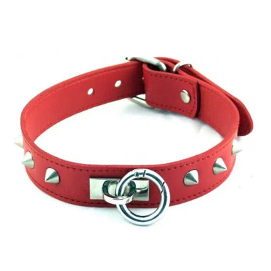 ROUGE O RING STUDDED COLLAR RED