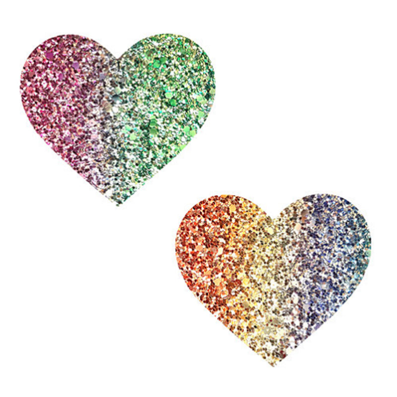 NEVA NUDE PASTY HEART GLITTER MULTICOLOR