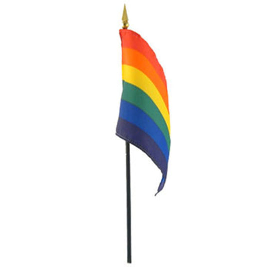 GAYSENTIALS RAINBOW STICK FLAG 4IN X 6IN