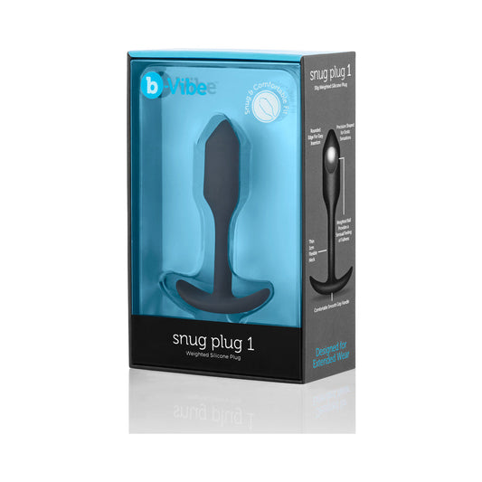 B-VIBE SNUG PLUG 1 WEIGHTED SILICONE ANAL PLUG BLACK