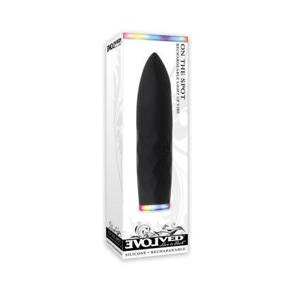 EVOLVED ON THE SPOT LIGHT-UP RECHARGEABLE SILICONE BULLET VIBRATOR BLACK
