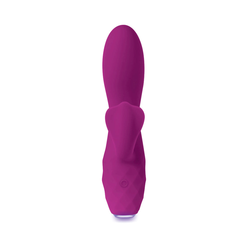 EVOLVED GLIMMER LIGHT-UP RECHARGEABLE SILICONE DUAL STIMULATOR PURPLE