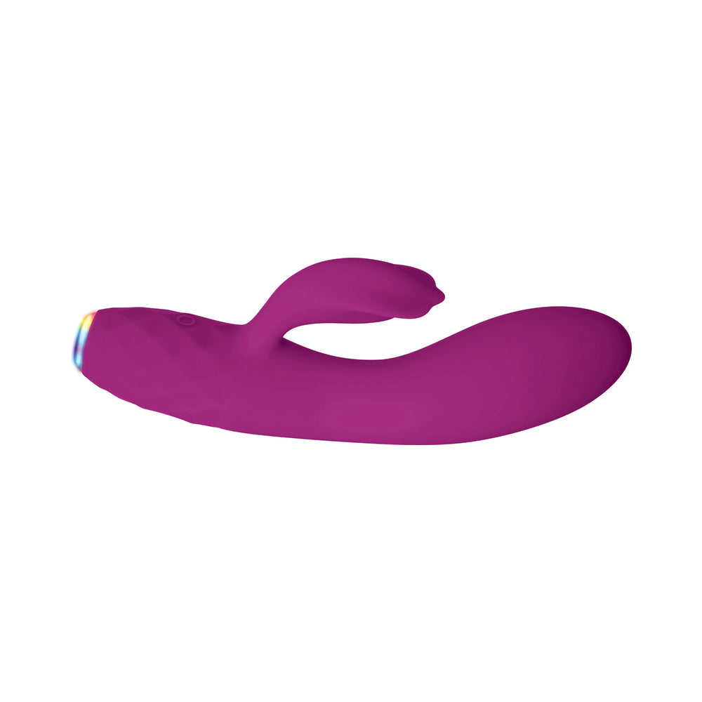 EVOLVED GLIMMER LIGHT-UP RECHARGEABLE SILICONE DUAL STIMULATOR PURPLE