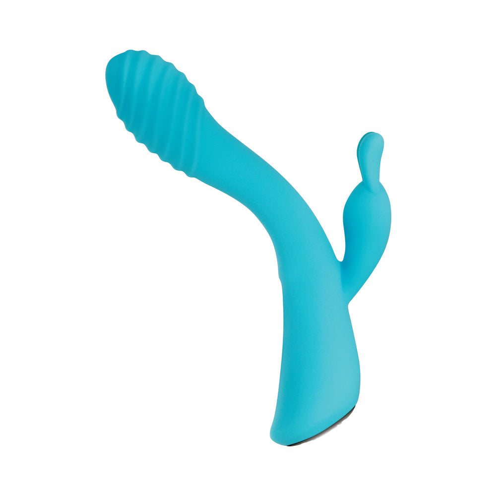 EVOLVED AQUA BUNNY RECHARGEABLE SILICONE RABBIT VIBRATOR TEAL