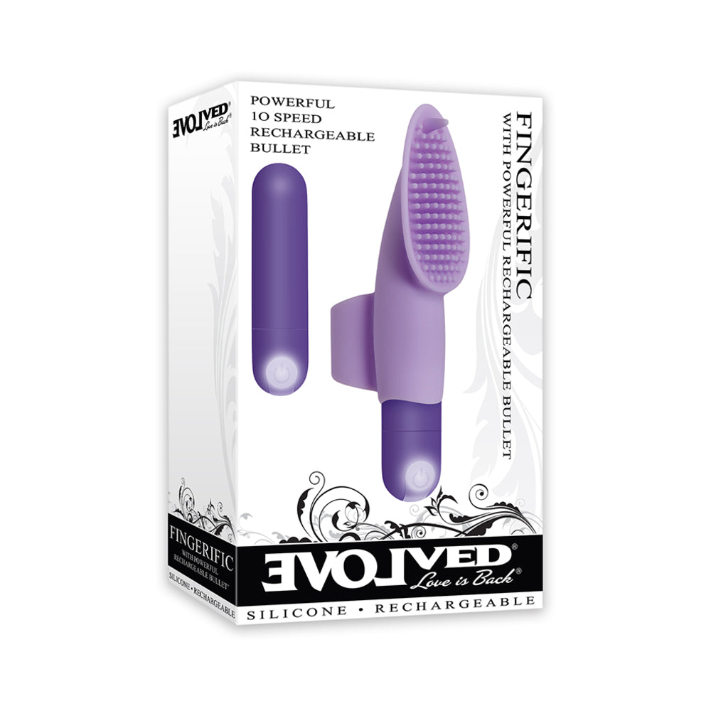 EVOLVED FINGERIFIC RECHARGEABLE SILICONE FINGER VIBRATOR PURPLE