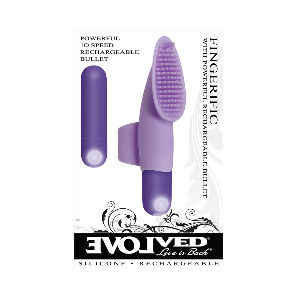 EVOLVED FINGERIFIC RECHARGEABLE SILICONE FINGER VIBRATOR PURPLE
