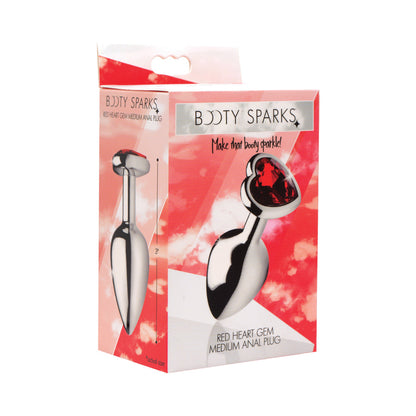 XR BRANDS - BOOTY SPARKS RED HEART GEM ANAL PLUG MEDIUM