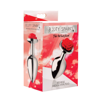 XR BRANDS - BOOTY SPARKS RED ROSE ANAL PLUG MEDIUM