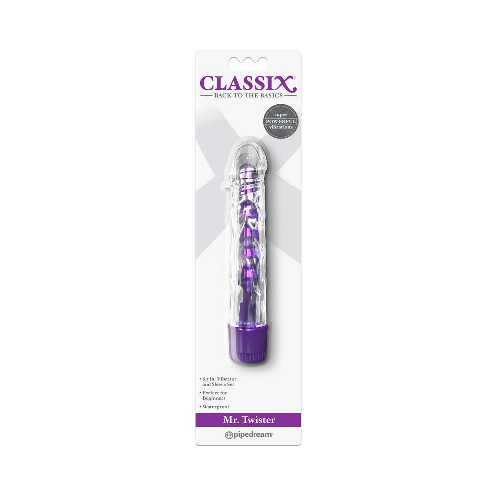CLASSIX MR. TWISTER 6.5 IN. VIBRATOR AND SLEEVE SET PURPLE